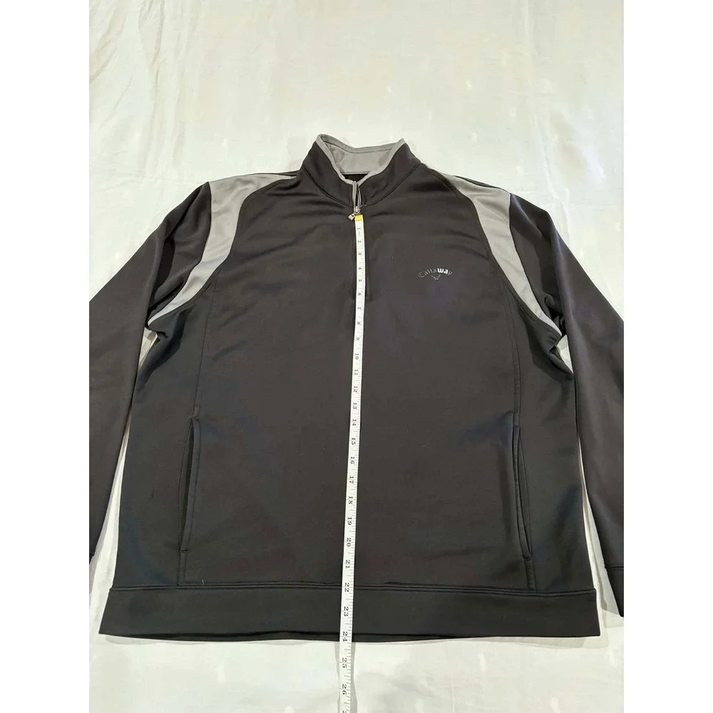 Callaway Mens‎ Quarter Zip Golf Pullover Black Grey Fleece Lined Performance XL